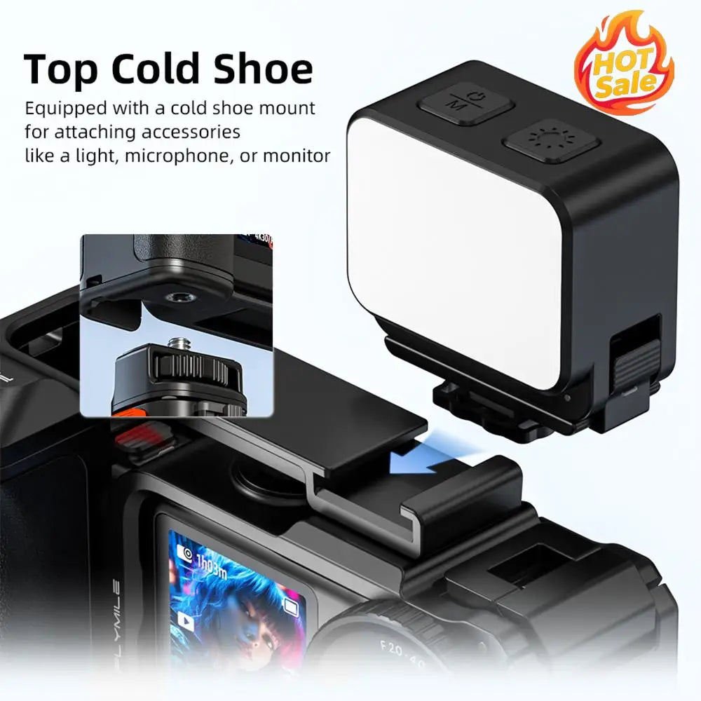 Handle Holder Expansion Mount with Cage Camera Grip Holder with Shutter Button Quick Release Cold Shoe for DJI OSMO Action 6 Oasis Select