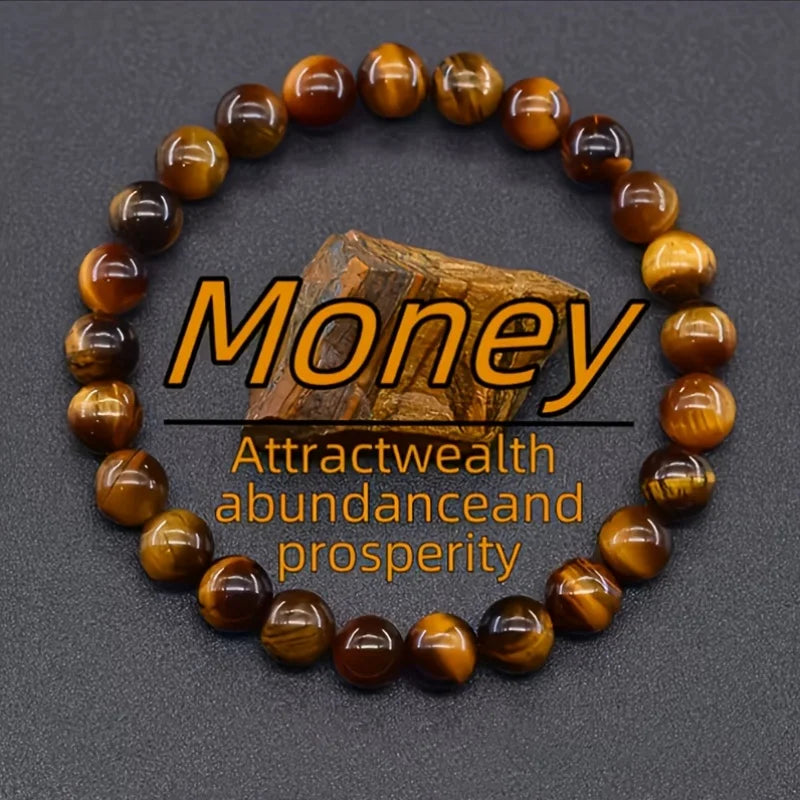 Tiger Eye Lucky Bracelet Set of 2 8Mm Bracelet Attracts Wealth and Prosperity Suitable for Everyday Wear and Special Occasions Oasis Select