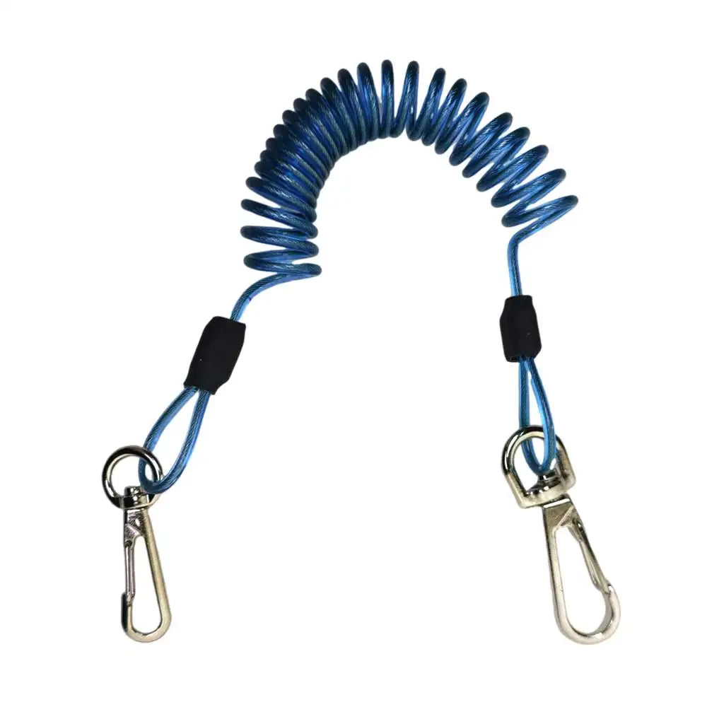 1.6Meters Fishing Retention Rope Stretch Wire Core Fishing Lanyard with Carabiner Boating Retractable Safty Spring Coil Rope Oasis Select Blue