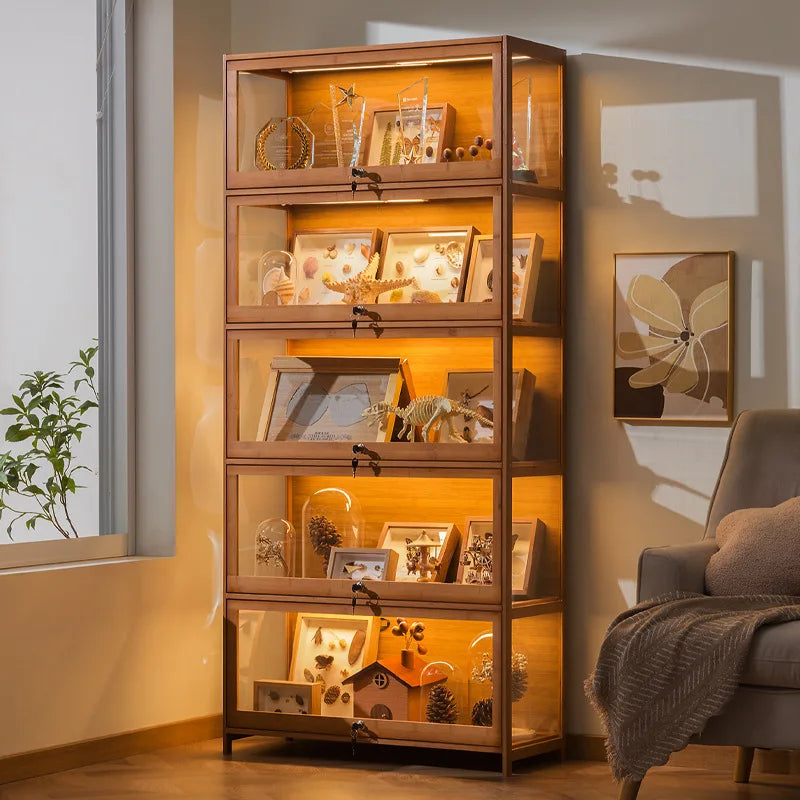 Figure display cabinet with lock acrylic display stand transparent dustproof model building block ornament shelf display box Oasis Select