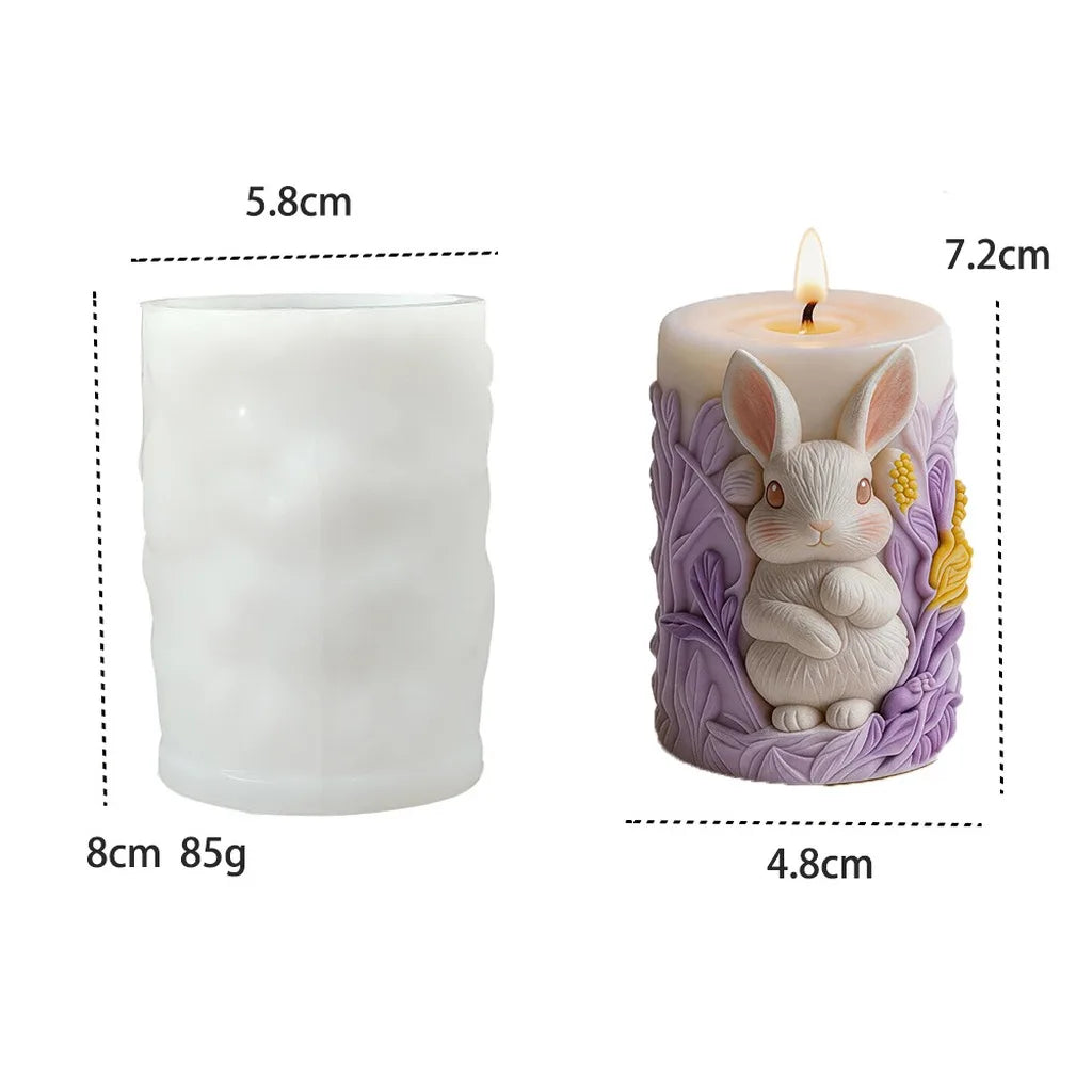 3D Cylindrical Easter Bunny Silicone Mold for DIY Handmade Aromatherapy Candle Home Decor Crafts Oasis Select Clear