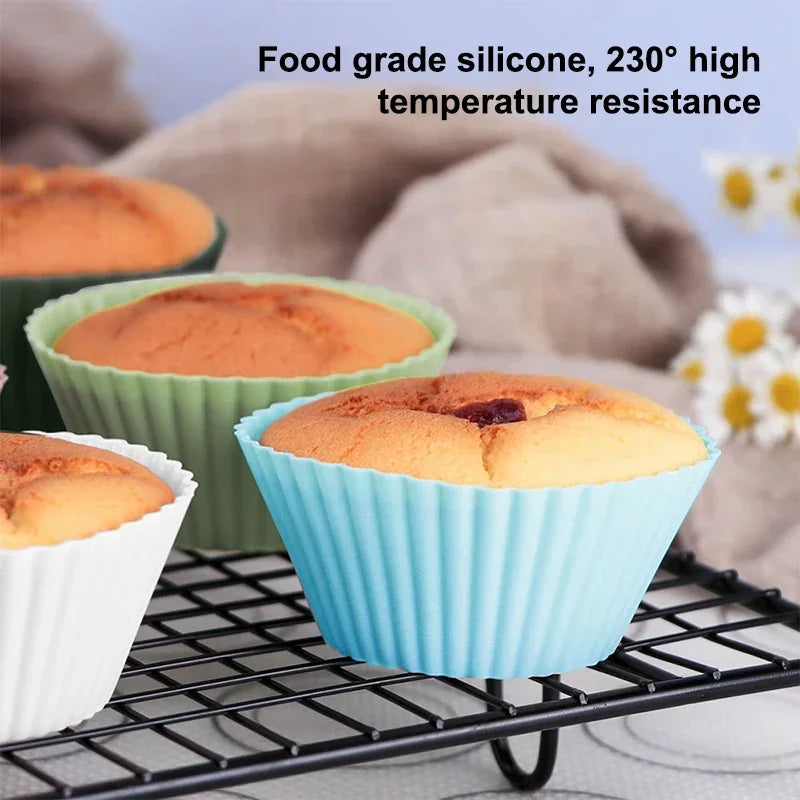 12/24Pcs Silicone Cake Mold Round Shape Muffin Cupcake Baking Molds Pudding Jelly Cup Pastry Home Kitchen Bakeware BPA Free Oasis Select