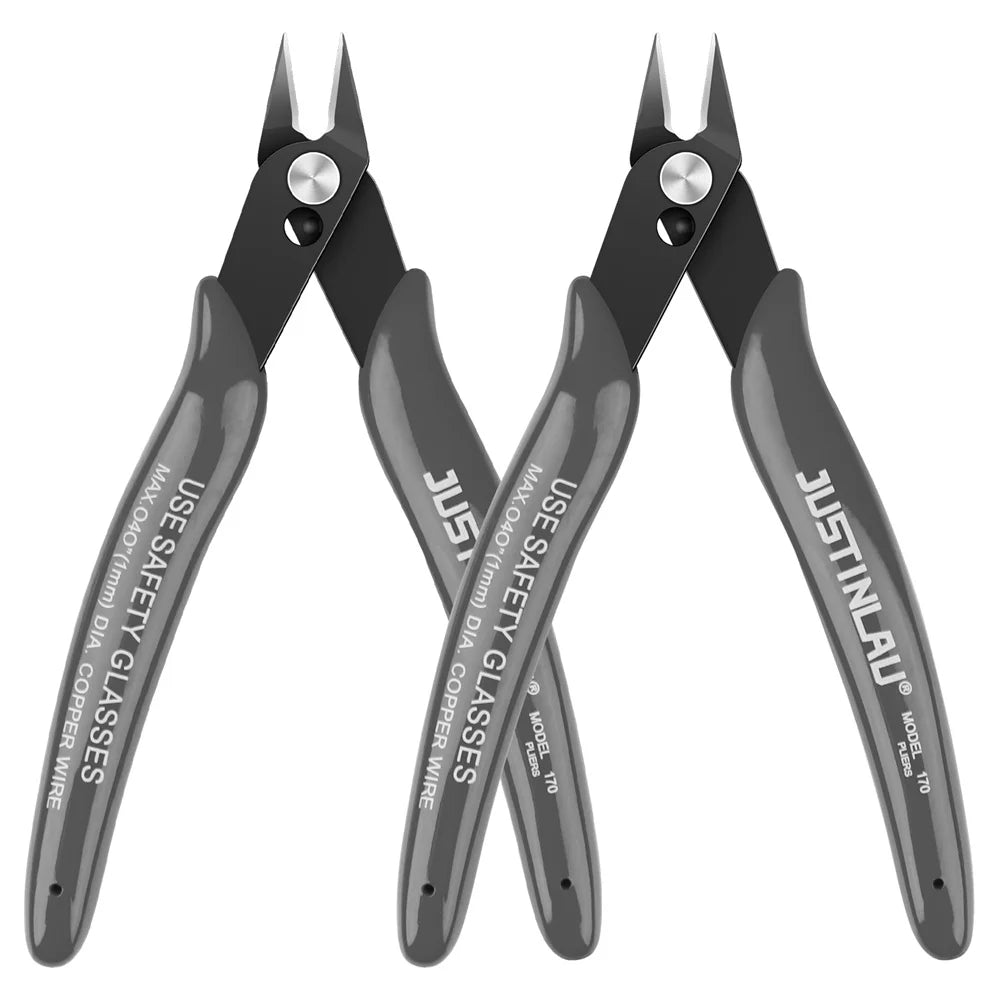 2Pcs Mini Nose Cutting Plier Electrical Wire Cable Cutter Metal Side Snips Flush Pliers Convenient Durable Tool Oasis Select Grey