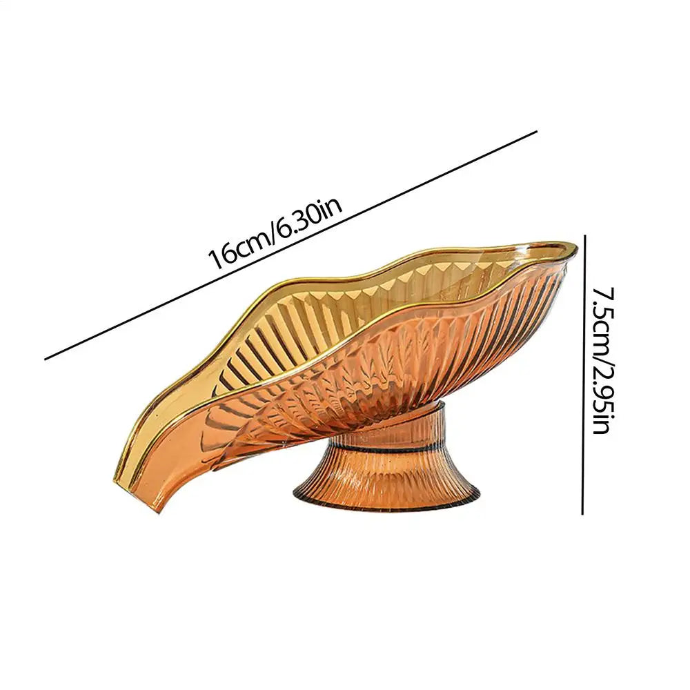 Self Draining Soap Holder Soap Box Clear Storage Tray Leaf Shape Soap Box Non-slip Laundry Soap Dish Storage Bathroom Gadgets Oasis Select Brown