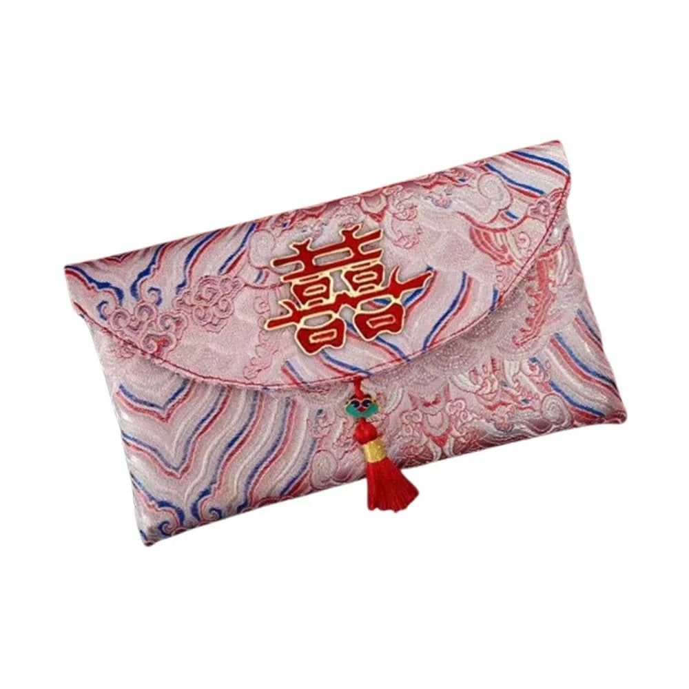 Chinese Style New Year Red Envelope Traditional Embroidery Wedding Money Pocket Cloth with Tassel 2026 Lucky Money Bag Birthday Oasis Select Style 12 18x10.5cm