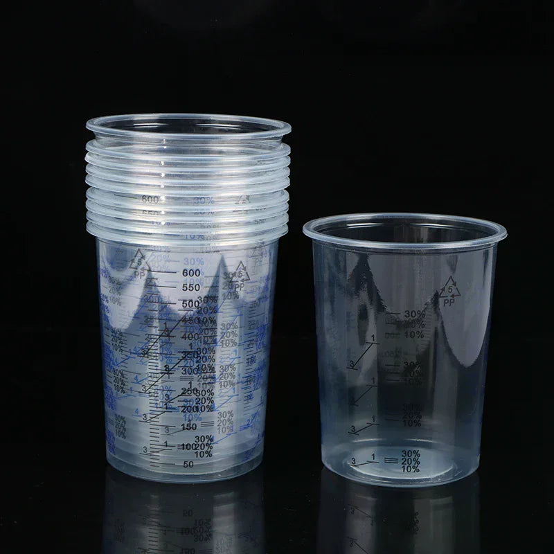 Plastic Paint Mixing Cup 600ml Mixing Pot Paint Mixing Calibration Cup For Precise Mixing Of Paint And Liquid High Quality 10pcs Oasis Select