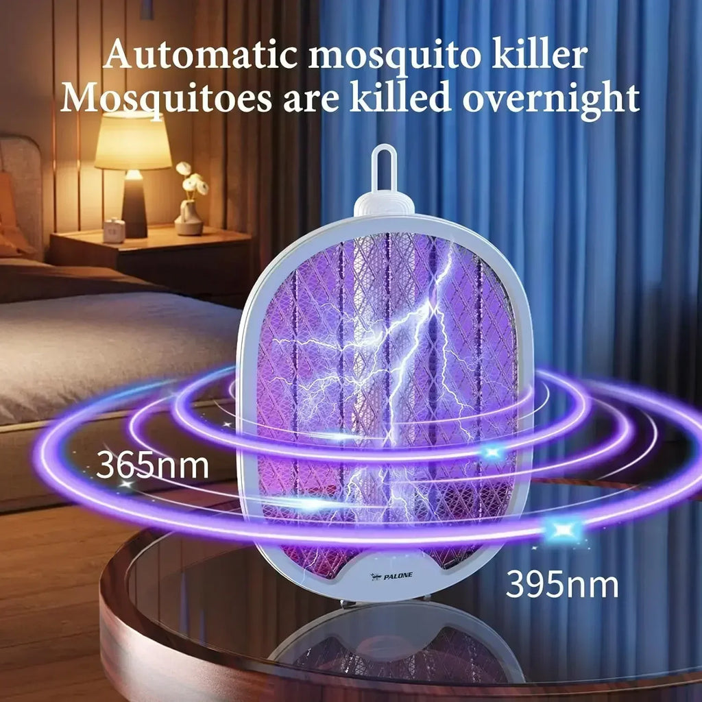 Electric Fly Swatter, 4000V Foldable Fly Zapper with USB Rechargeable Battery, Flying Insects for Living Room, Garden Home Oasis Select