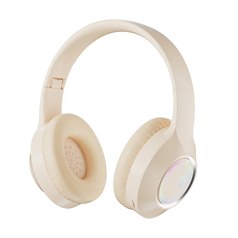 M3 LED Light‑emitting Bluetooth Headset Foldable TYPE‑C Charging Gaming Office Headphones Oasis Select M3-Apricot color