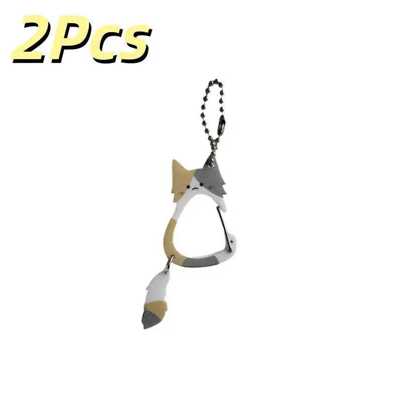 2-Pack Wagging Tail Cat Keychain | Cute Moving Pendant Carabiner Cat Keychain Pendant Oasis Select A3