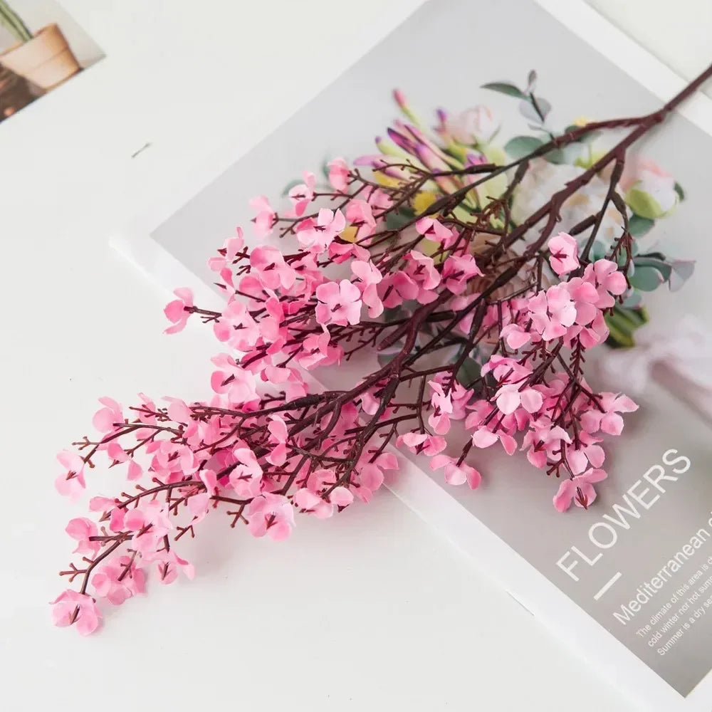 Cherry Blossoms Artificial Flowers Gypsophila Fake Flowers DIY Wedding Home Vase Decoration Faux Flowers Branch Oasis Select