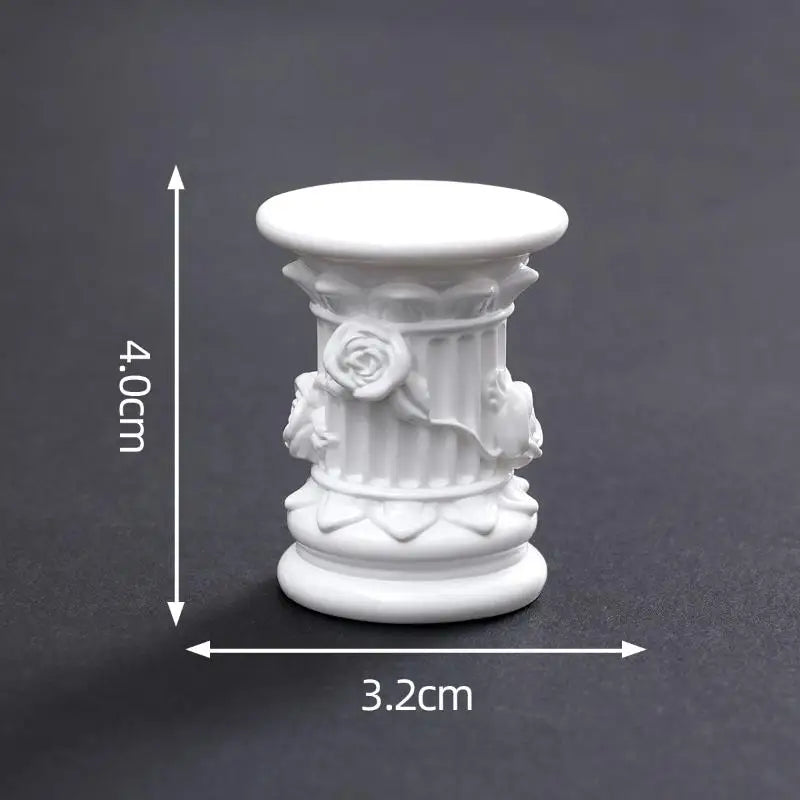 Roman Pillar Greek Column Figurine with Pedestal Candlestick Stand Classic Ancient Style Indoor Garden Decor Oasis Select A3