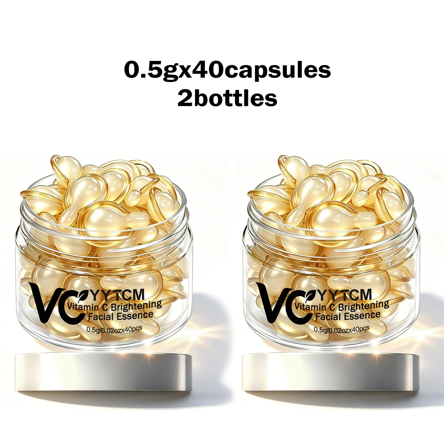 Vitamin C Facial Serum, Moisturizing and Brightening, Firming the Skin, Contains Vitamin E, Retinol, Hyaluronic Acid Facial Skin Care Serum, 18 Capsules/30 Capsules/40 Capsules/50 Capsules/60 Capsules/80 Capsules/100 Capsules Oasis Select 2 Bottles 40 Capsules