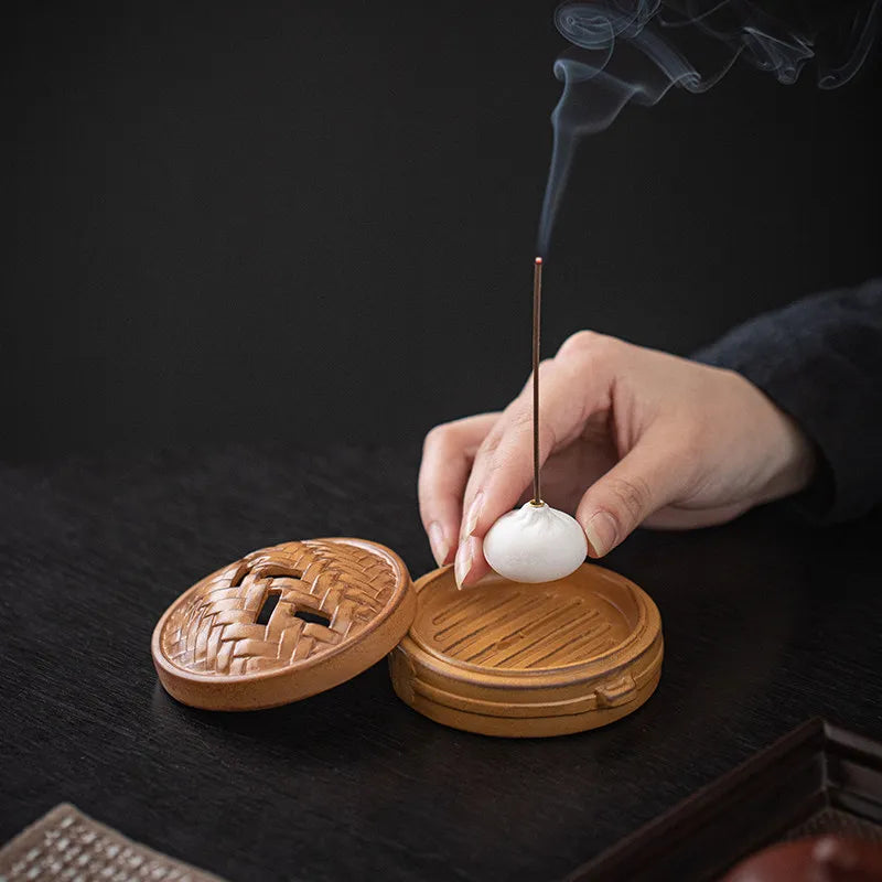 Ceramic Steamer Plate Incense Burner Creative Xiaolongbao Incense Socket Household Tea Ceremony Is Booming Oasis Select