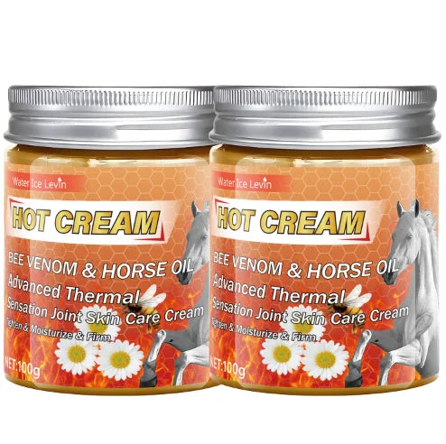 Advanced Thermal Bee Venom & Horse Oil Hot Cream for Joint Skin Care, Tighten & Moisturize & Firm. Oasis Select YELLOW 100g