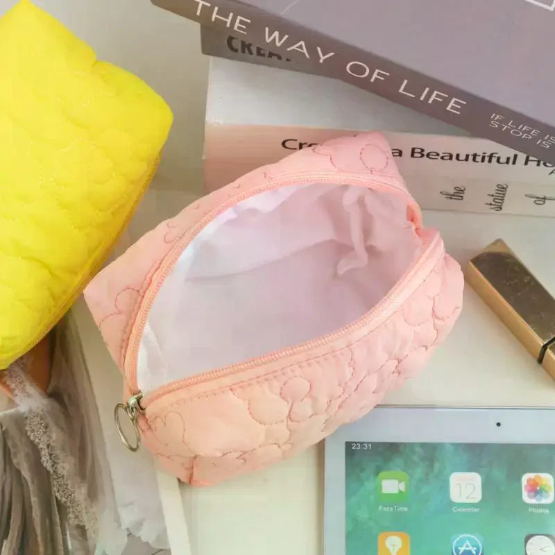Fashion Candy Color Large Capacity Travel Makeup Bag Women Quilted Flower Storage Bag Portable Toilet Bag Oasis Select