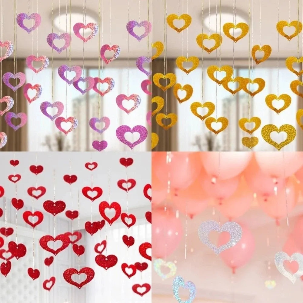 Sequin Heart String Garland Rain Curtain – 50 Pcs Party Decor