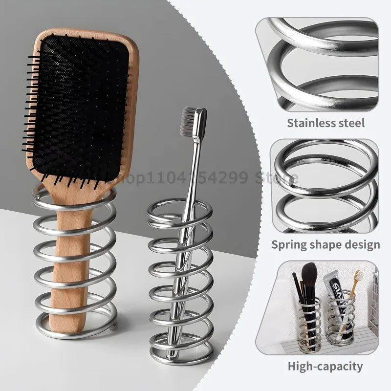 Stainless Steel Toothbrush Holder Bathroom Accessories Tool Toothpaste Makeup Brush Storage Rack Home Decoration Brush Holder Oasis Select
