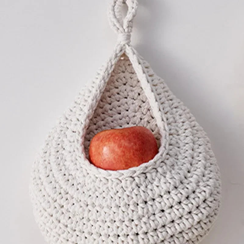Hanging Water Droplet Net Bag Hanging Wall Vegetable and Fruit Storage Basket Handmade Cotton Rope Woven Bird's Nest Oasis Select