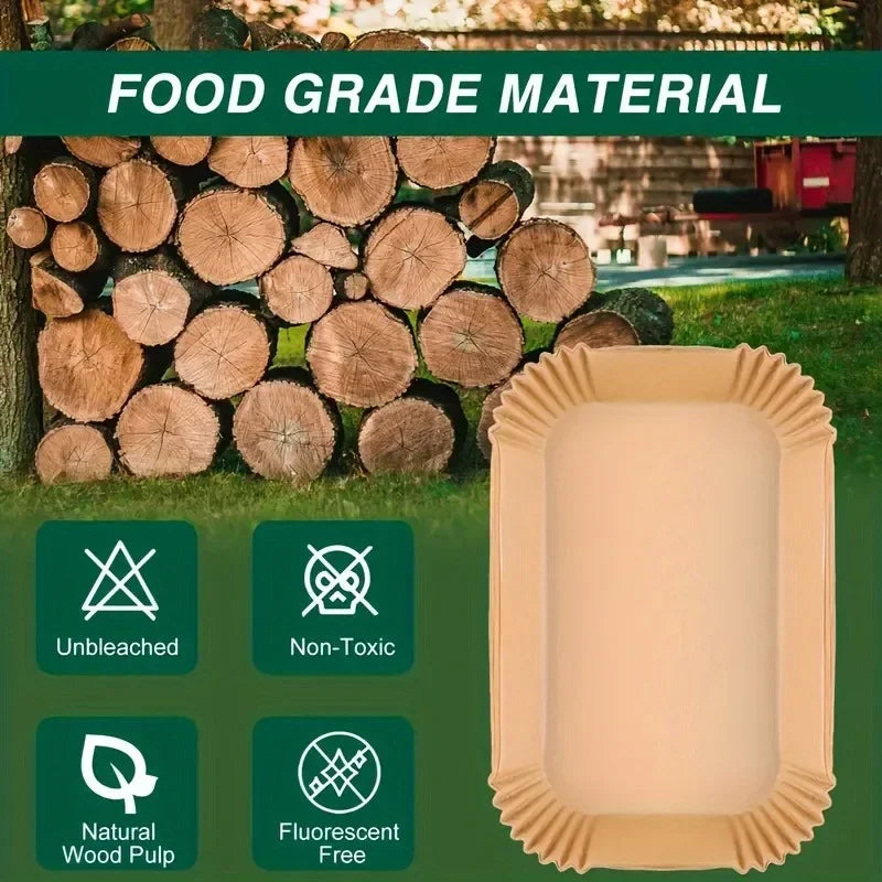 50/100pcs Disposable Air Fryer Paper Non-Stick Kitchen Baking Airfryer Mat Oilproof Micro-wave Barbecue Pad Baking Paper Oasis Select