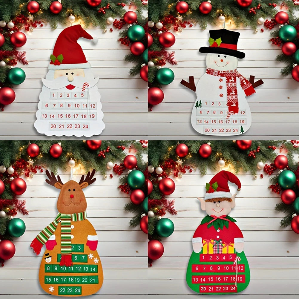 Christmas Party Felt Christmas Calendar Christmas Tree Decor Advent Calendar As Show Long-lasting Use Comfortable Cloth Material Oasis Select