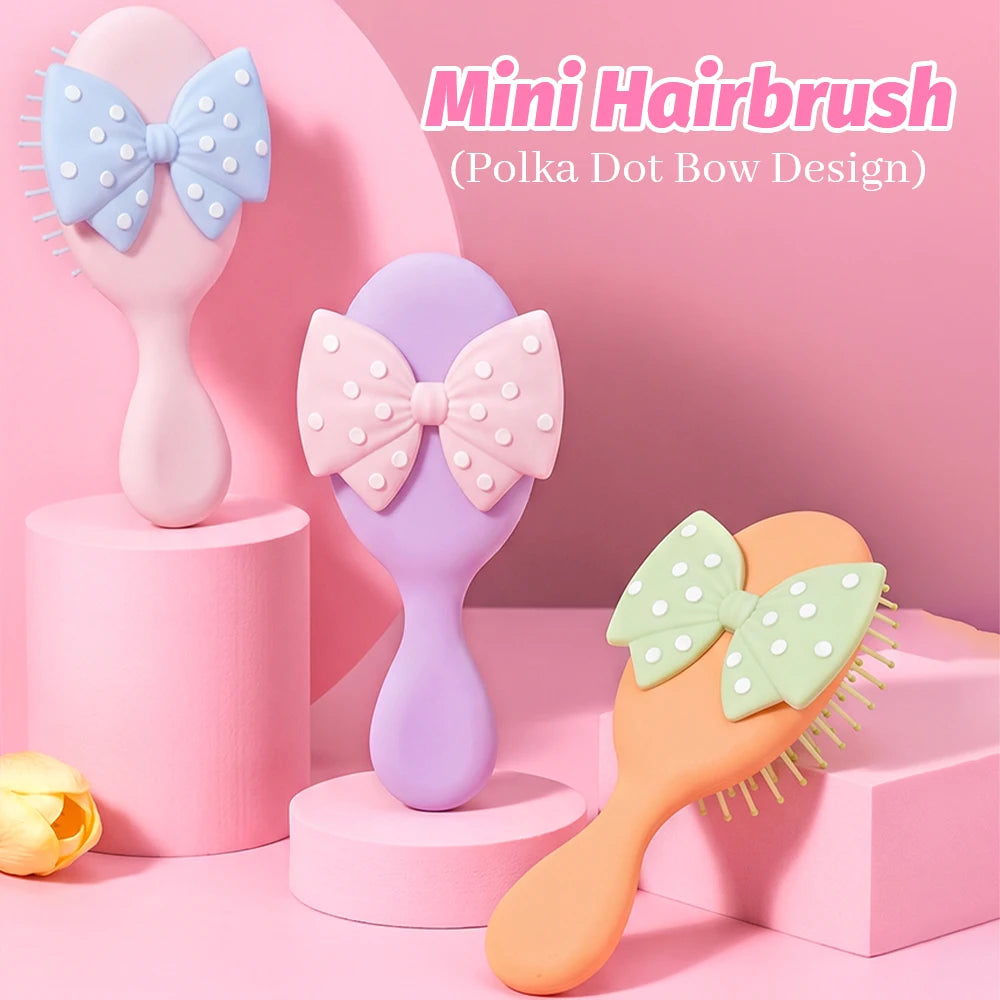 Mini Polka Dot Bow Air Cushion Hair Brush – Detangling Comb