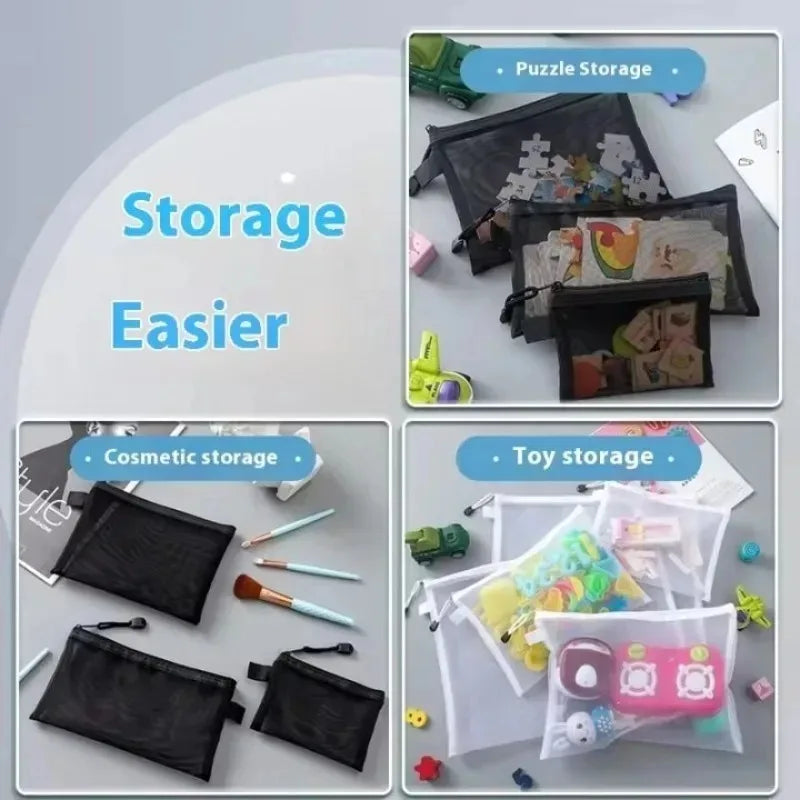 Transparent Mesh Storage Bags with Zipper for Lego Blocks, Puzzle&Toy Organization,Kids' Sorting Pouch for Small Parts Organizer Oasis Select