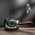 The Side of The Leisure Pot Household Heat-resistant Glass Teapot Rotating Small Green Orange Tea Tea Set Boiling Teapot Oasis Select B