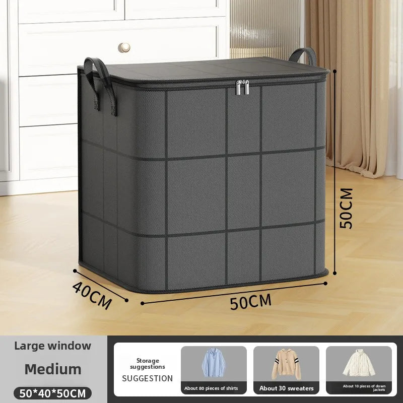 Foldable Clothes Storage Bag Large Capacity Organizer With Handle And Double Zipper For Bedding Moving Travel Under Bed Storage Oasis Select 50x40x50cm