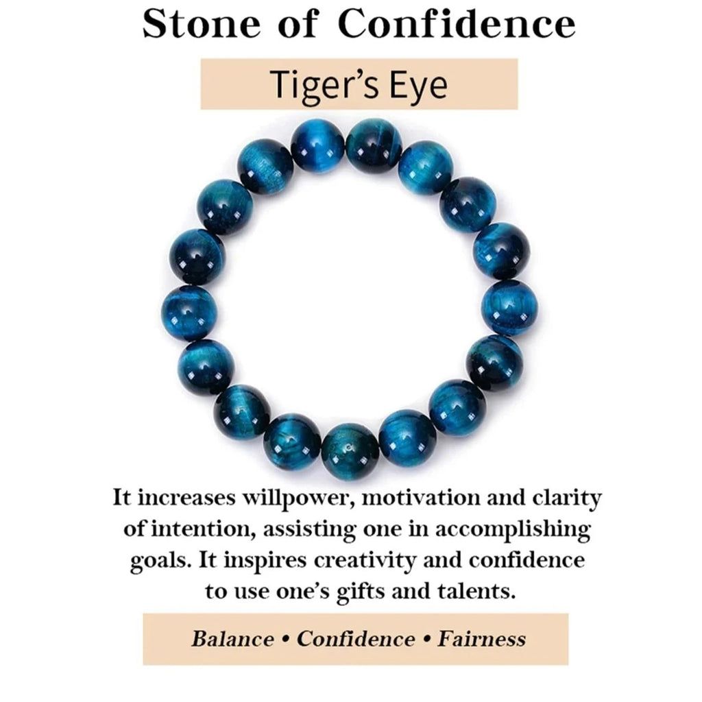 Minimalist Blue Tiger Eye Stone Beaded Bracelet Natural Stone Round Beads Bracelet For Daily Decoration Oasis Select