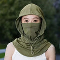Sun Hat with Face Mask Neck Gaiter All in One for Women Summer Ice Silk Breathable UV Protection Cap for Driving Cycling Outdoor Oasis Select Army Green 5PCS