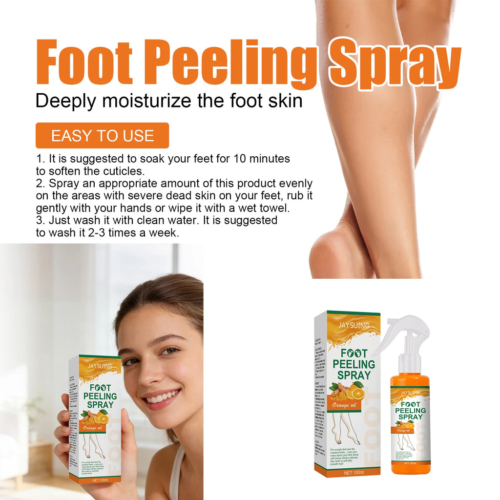 Orange Oil Foot Peeling Spray Exfoliate Rough Skin Soften Heels Repairing Dry Cracks Smoothing Foot Skins Feet Exfoliating Spray Oasis Select