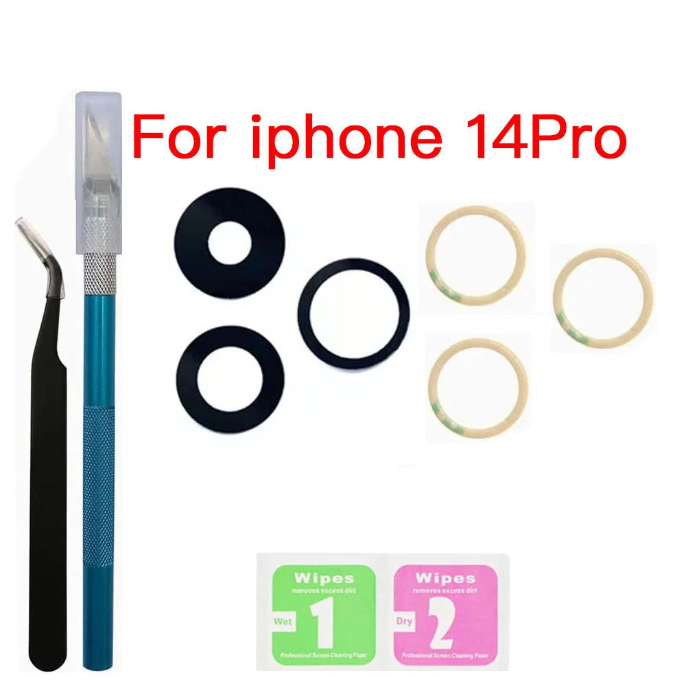 iPhone 11–14 Rear Camera Glass Lens Replacement Kit + Tools