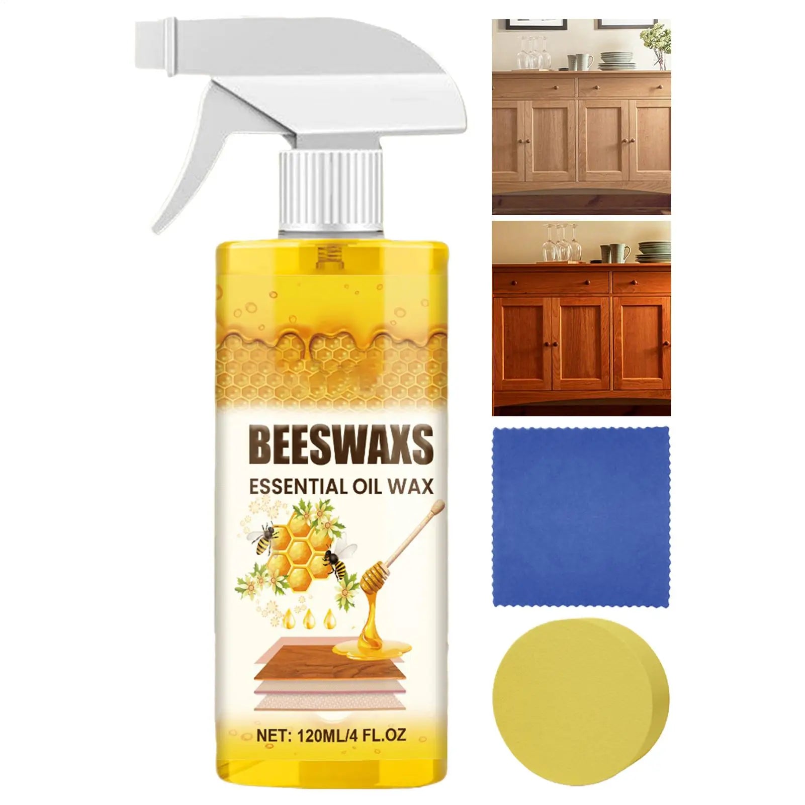 Wood Restorer Spray 120ml Wood Care Polishing Beeswax Spray Waterproof Multipurpose Floors Chair Cabinet Furniture Polishing Oasis Select