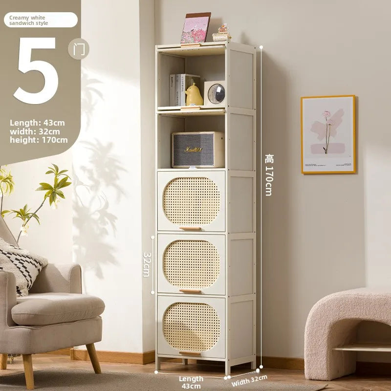 Cream wind all solid wood bookcase simple children's locker open storage cabinet living room study combination locker Oasis Select 43 long five doors