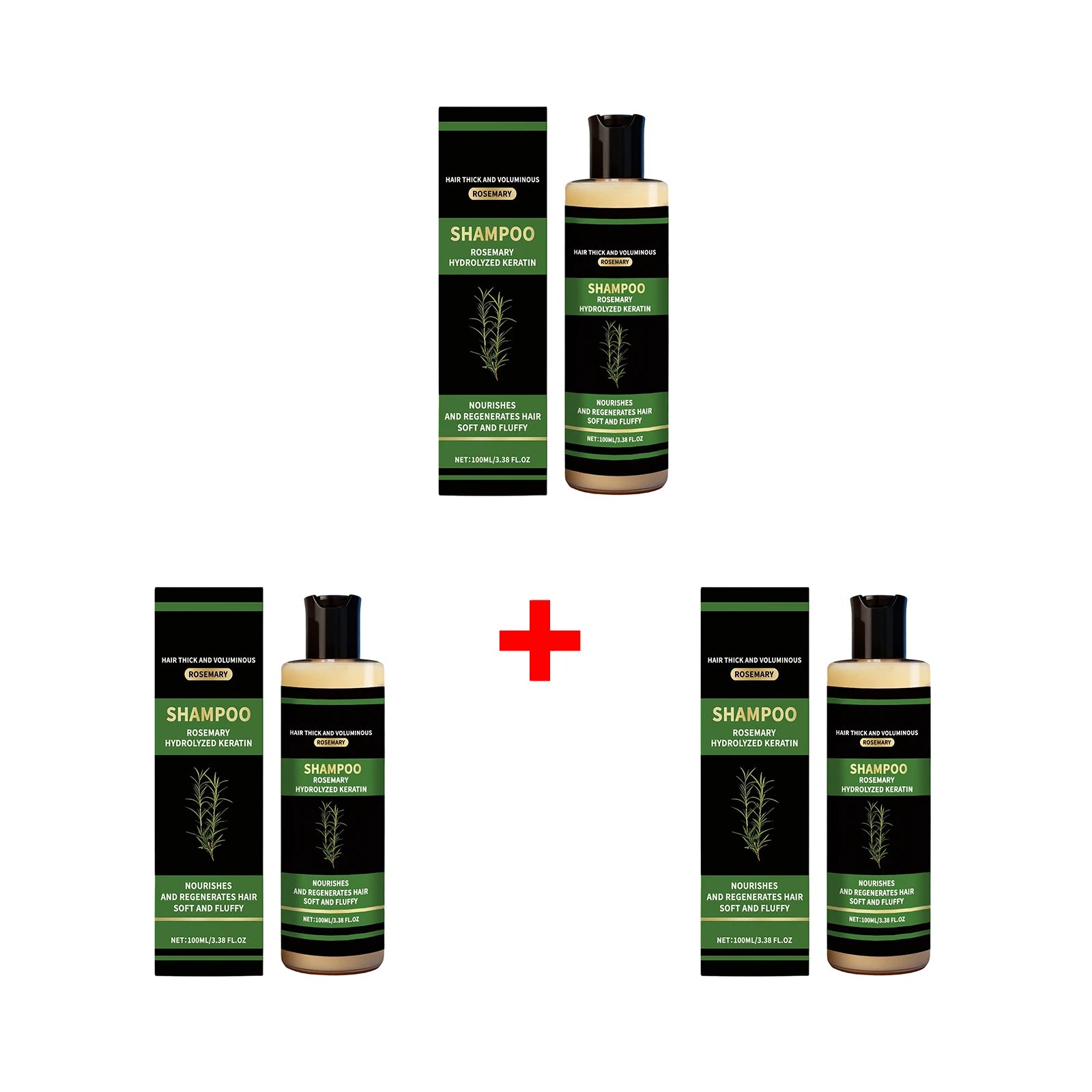 Rosemary Hydrolyzed Keratin Shampoo Promote Hair Thick and Voluminous Reduce Hair Breakage Oil Control Nourish Repair Hair Care Oasis Select 3pcs
