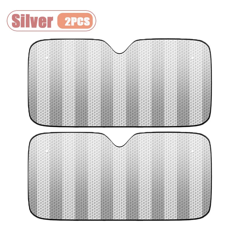 Sun Shade for Car Windshield Front Window Sun Protector Heat Shield UV Block Foldable Auto Sunshade for Summer Oasis Select silver-2PCS