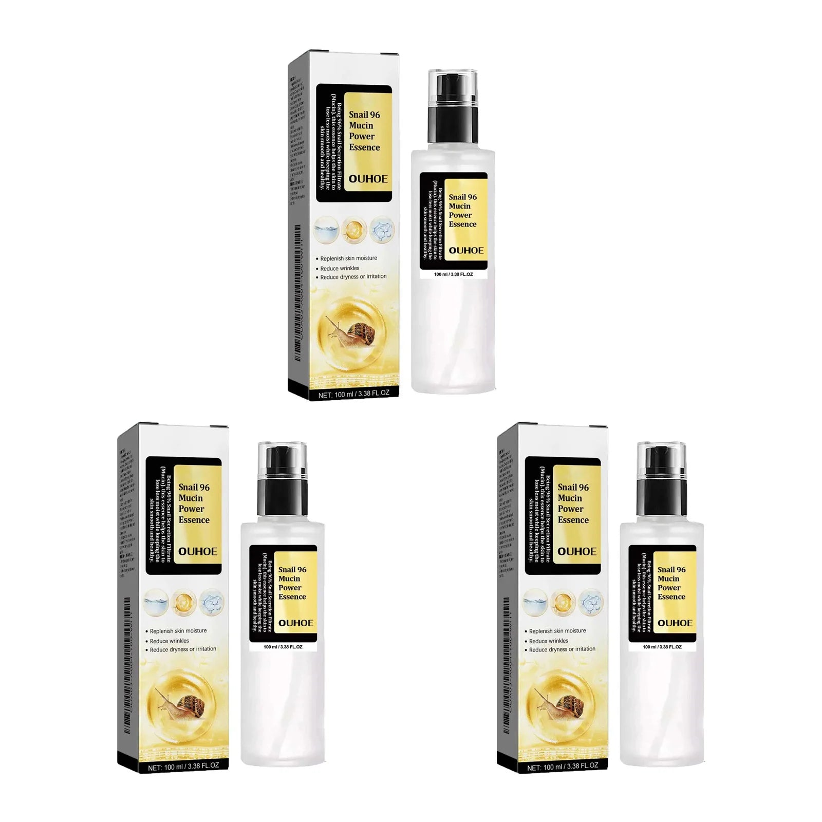 Snail Mucin Peptide Essence,Hyaluronic Acid Skin Repair Serum,Lightens Wrinkles And Dark Spots,Face Moisturizing and Hydrating Oasis Select 3Pcs
