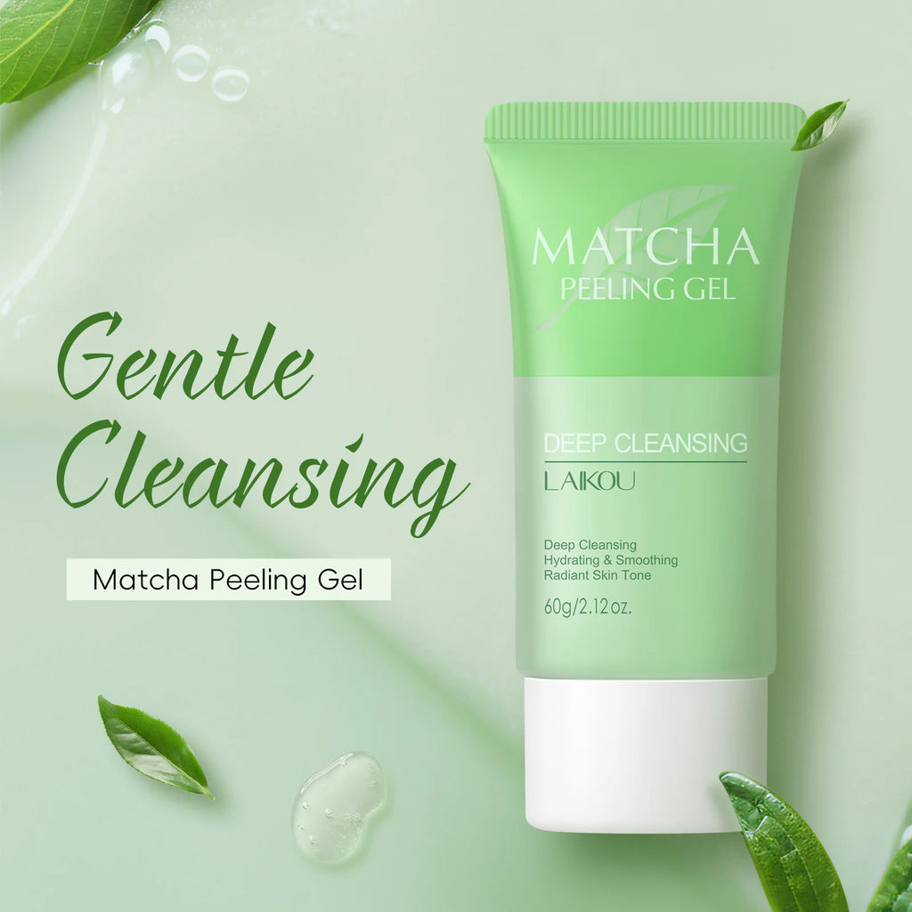 LAIKOU Matcha Peeling Gel 60g Deep Cleansing Exfoliating Gel Remove Dead Skin Hydrating Brighten Facial Scrub Exfoliator Oasis Select