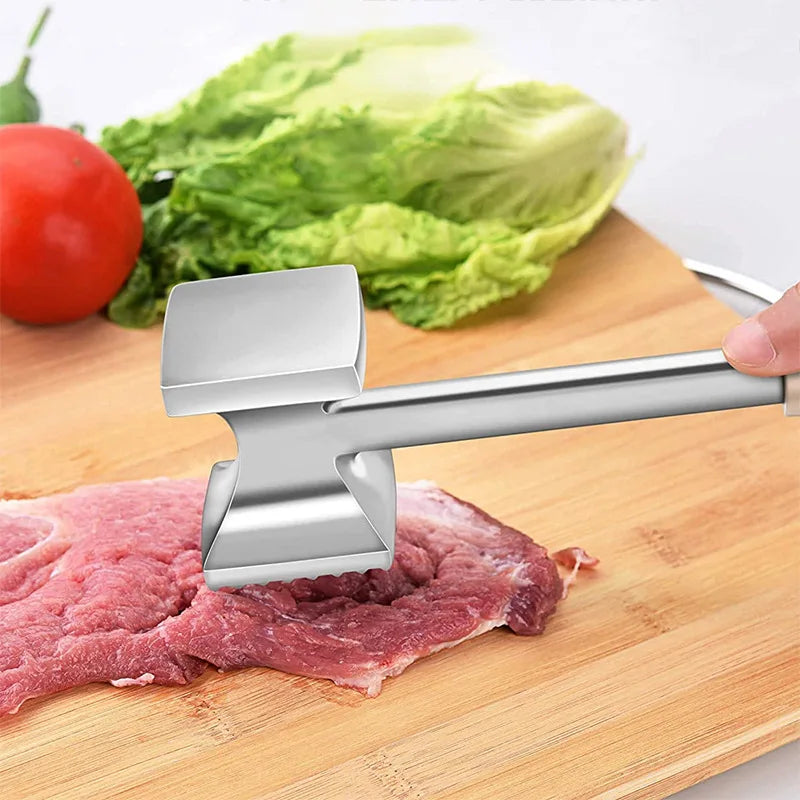 Stainless Steel Double Sided Meat Tenderizer Hammer, Kitchen Tool for Beef Steak, Pork Chop & Chicken, Meat Mallet with Spikes Oasis Select