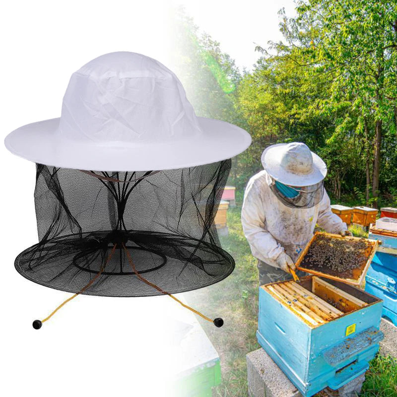 Hot Sale 1pc BeeKeeping Protective Bee Hat Anti Bee White Hat-Veil Combo Bee Hat Bug Mesh Mask Beekeeping Protection Beekeeper Oasis Select