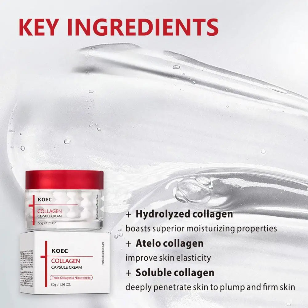 KOEC Collagen Capsule Cream 50g Improve Dryness And Fine Lines Professional Skin Care Firming Hydrating Collagen Face Cream Oasis Select