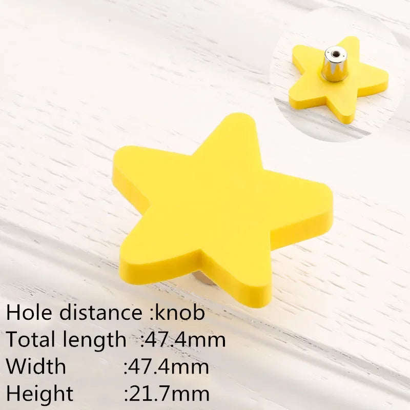Children Room Rubber Cabinet Knobs and Handles Wardrobe Door Drawer Pulls Cute Star White Cloud Furniture Handle Oasis Select star yellow