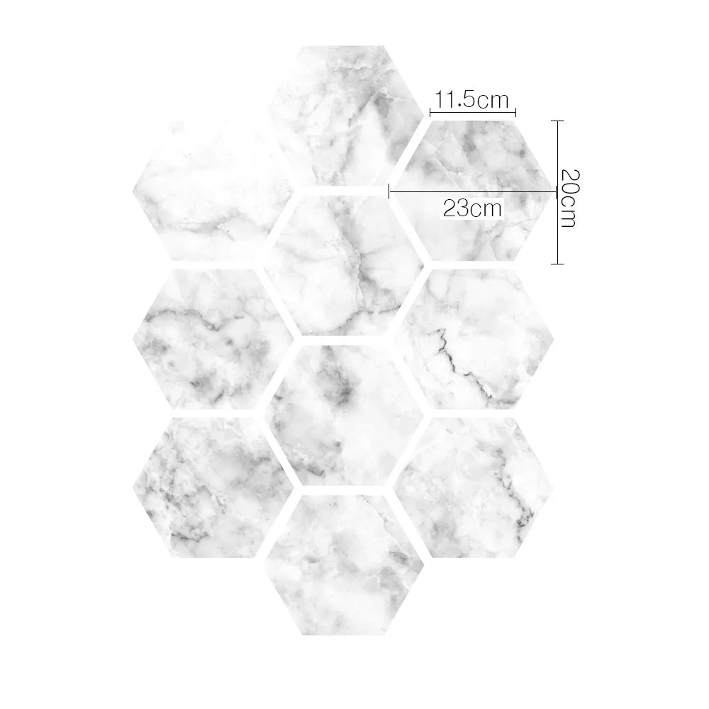 Stereoscopic simulation hexagonal self-adhesive ceramic tile decorative anti-skid coating twill film floor tile wall decor Oasis Select DB049 10pcs