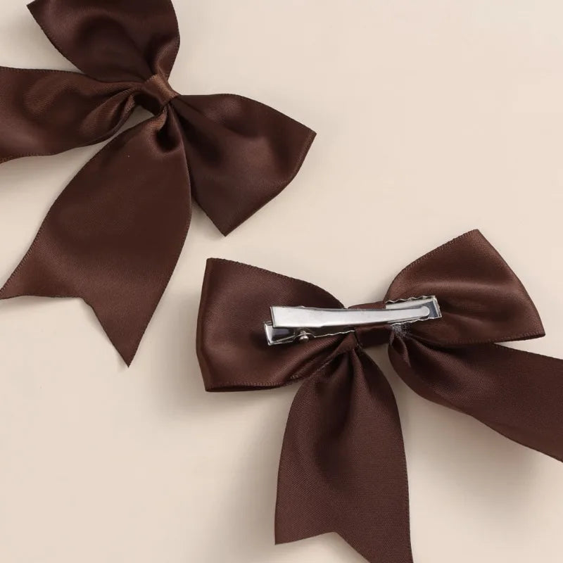 Bohemian Solid Color Satin Bow Hair Clips, Fashionable Hair Accessories for Women Girls, Easy-to-Use Design for Daily Hairstyles Oasis Select