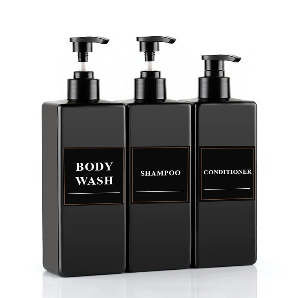 3PCS 17.6 UK FL OZ Bathroom Soap Dispenser Reusable Hand Pump Dispenser Bottle Bathroom Shower Gel Shampoo Bottle Container Oasis Select PP11-3PCS 500ml