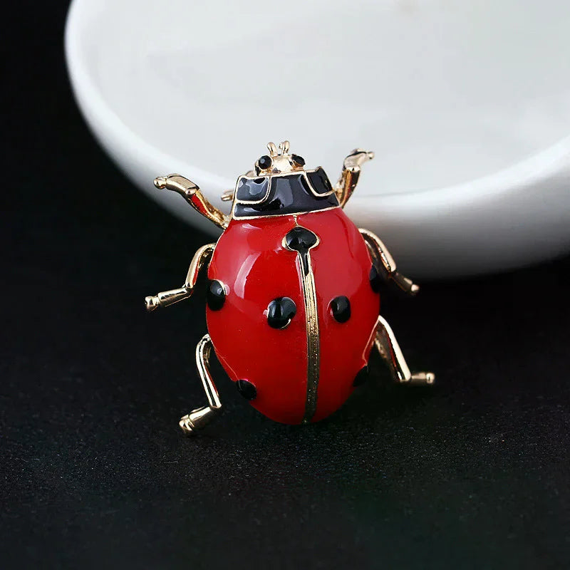 Fashion Enamel Red Ladybug Insect Brooches Beetle Pin Scarf Corsage Jewelry Gift Oasis Select