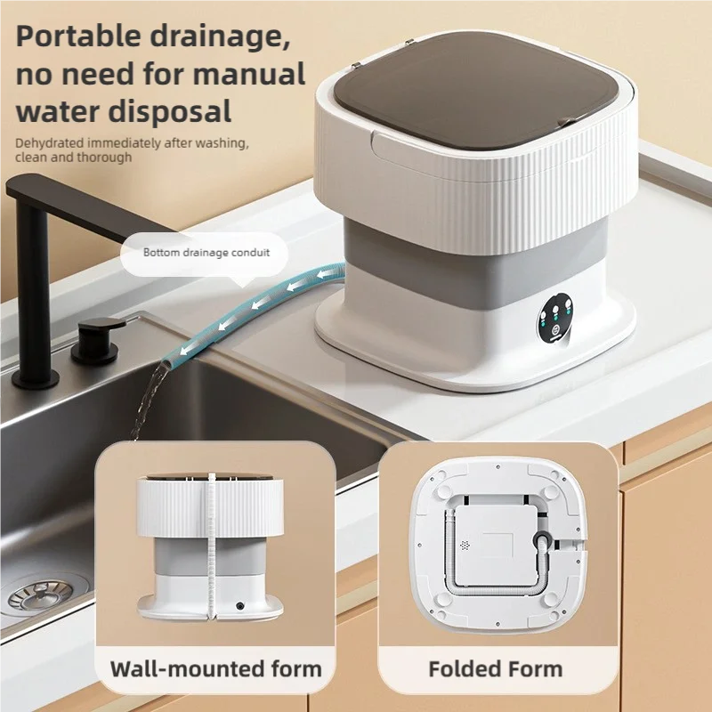 10L Portable Compact Folding Washing Machine with Timed Spin Dry Function for Socks, Underwear, and Lingerie Cleaning Oasis Select