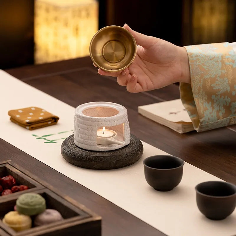 Indoor Aromatherapy Wax Warmer Ceramic Scent Diffuser Lamp Home Fragrance Heater for Essential Oils & Incense Powder Oasis Select