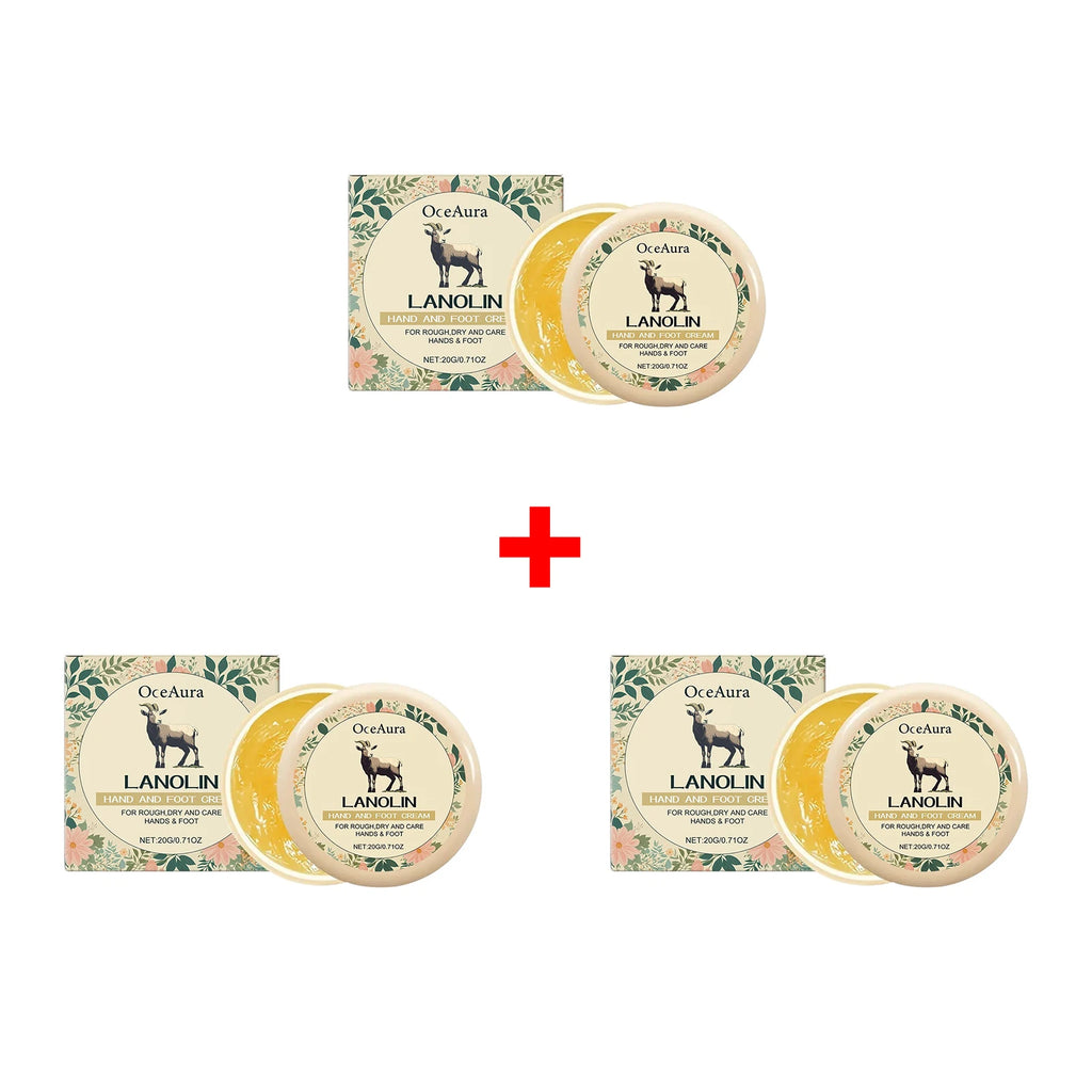 Lanolin Hand and Foot Moisturizing Cream for Dry Rough Skin Anti Cracked Improve Dry Peeling Skin Repair Barrier Skin Care 20g Oasis Select 3pcs