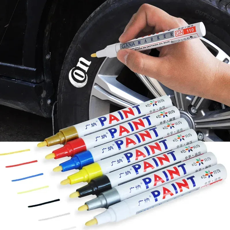 1/2pcs Oily Painting Pen Waterproof Permanent Graffiti Touch Up Tyre Marker Auto Rubber Tire Tread Mark Pen For Bike Cars Metal Oasis Select